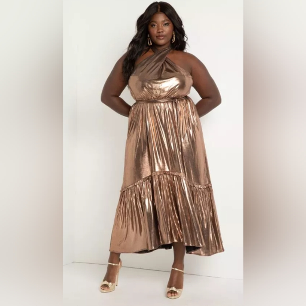 Eloquii metallic dress with halter size 18 NWT